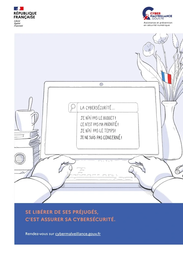 affiche campagne cybermalveillance generique. image sensibilisation collectivité. Les freins des collectivités en matière de cybersécurité