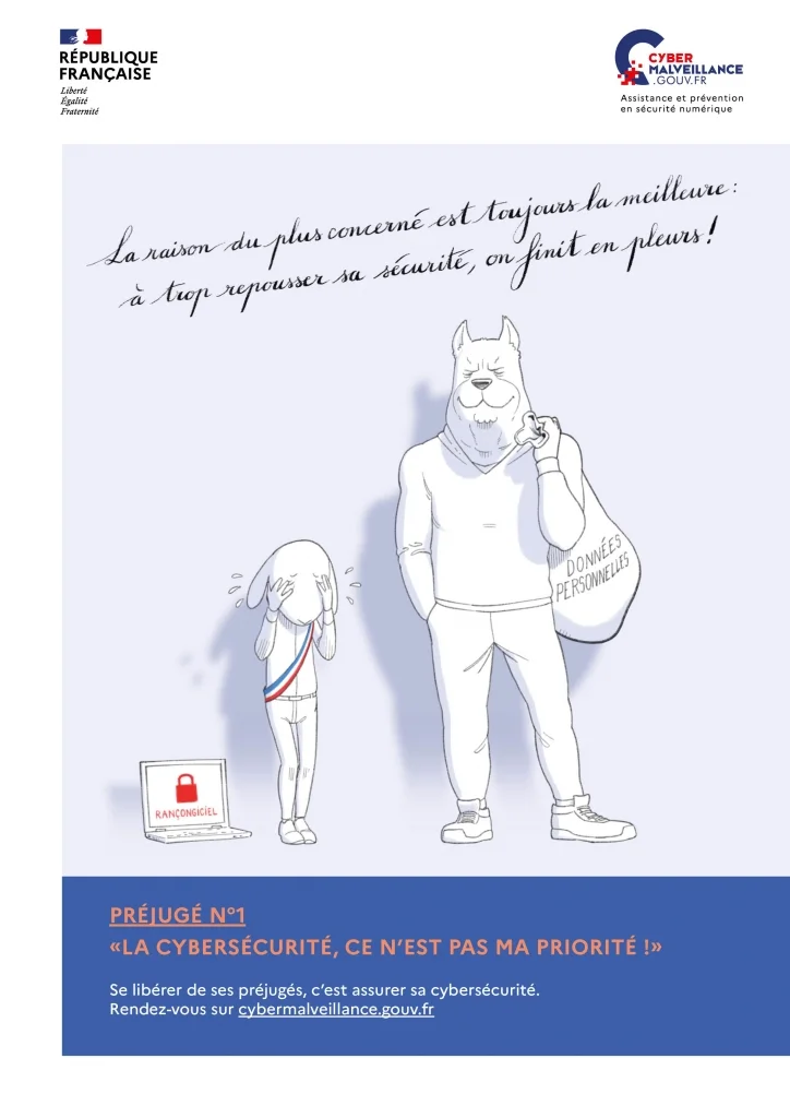 affiche campagne cybermalveillance Le loup et l'agneau. image sensibilisation collectivité. Les freins des collectivités en matière de cybersécurité